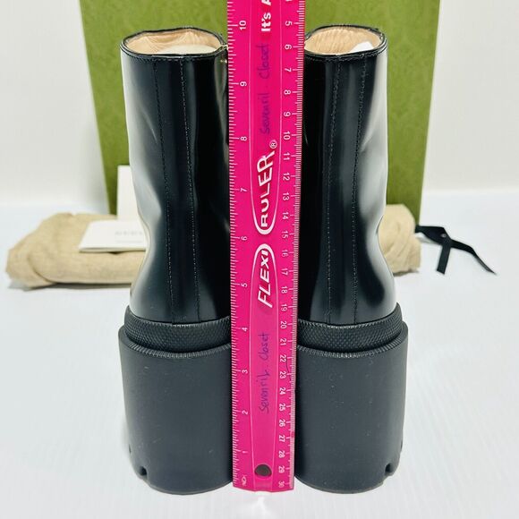 Gucci Horsebit Bootie 38/ US 8 Black Leather Platform Ankle Boots NIB $1,590 - Picture 12 of 16